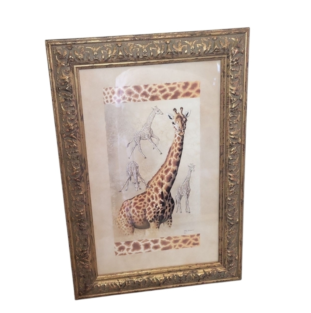 Giraffe African Animal Art Print John Richard